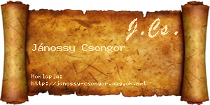 Jánossy Csongor névjegykártya